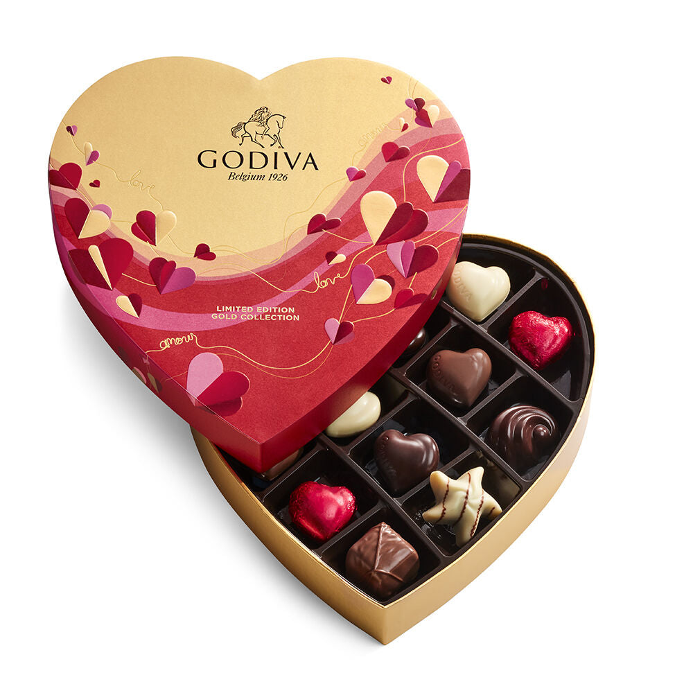 GODIVA 14-Piece Heart Shaped Chocolate Box | Gourmet Assortment for Valentine's Day