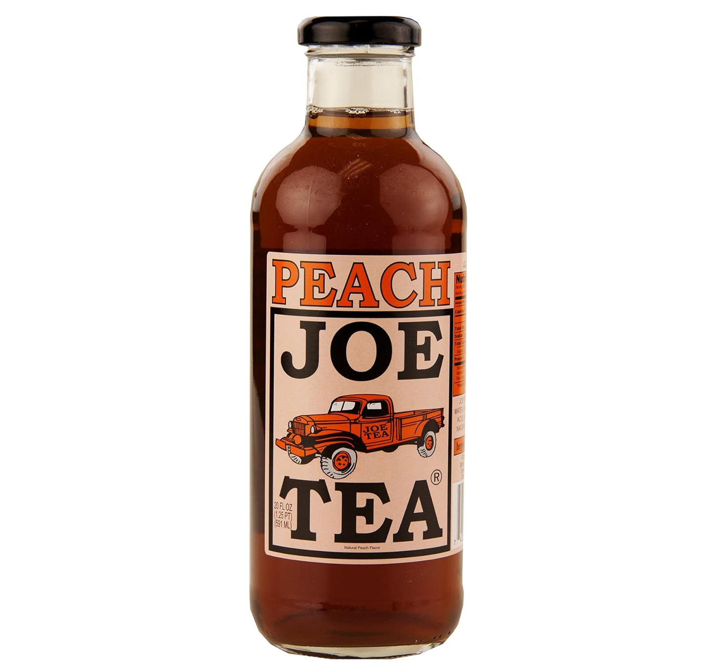 Joe Tea Peach Tea, 20 oz Glass Bottles (Pack of 12)