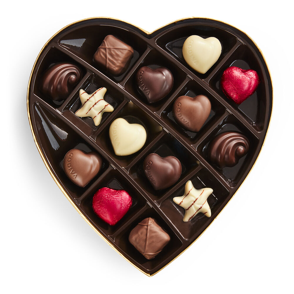 GODIVA 14-Piece Heart Shaped Chocolate Box | Gourmet Assortment for Valentine's Day