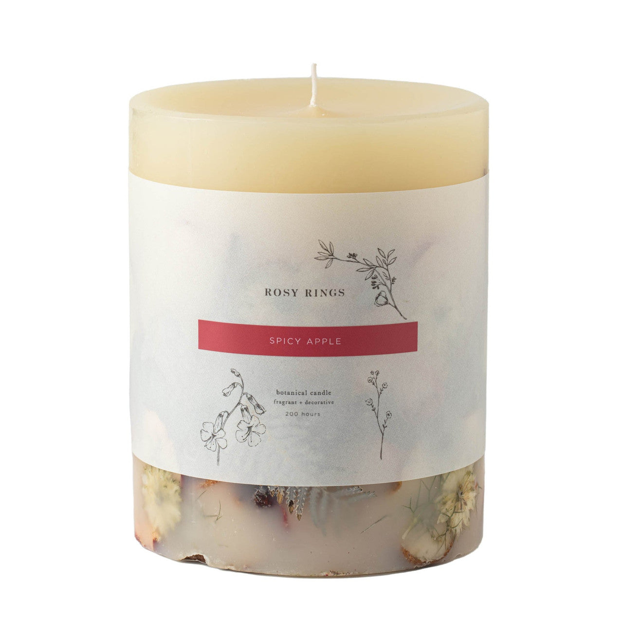 Rosy Rings Medium Round Botanical Candle - Spicy Apple 6.5"