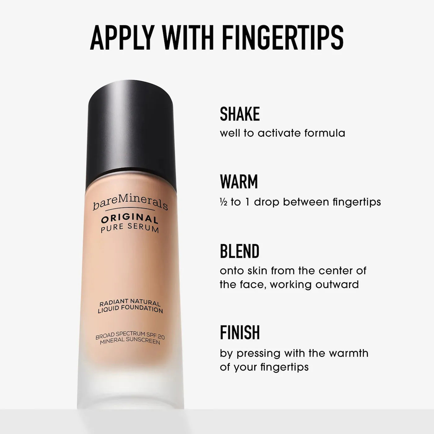 bareMinerals Original Pure Serum Radiant Natural Liquid Foundation Mineral SPF 20 Medium Deep Cool 4.5
