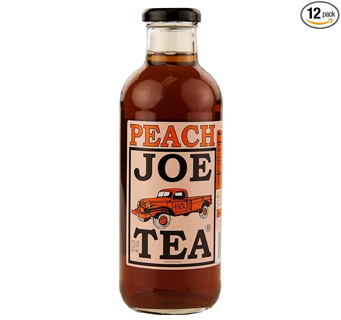 Joe Tea Peach Tea, 20 oz Glass Bottles (Pack of 12)