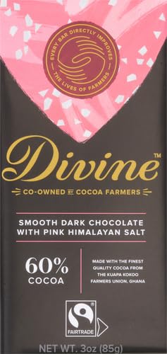 Divine Chocolate Chocolate Bar Dark Pink Himalian Salt, 3 Ounce 12 pack