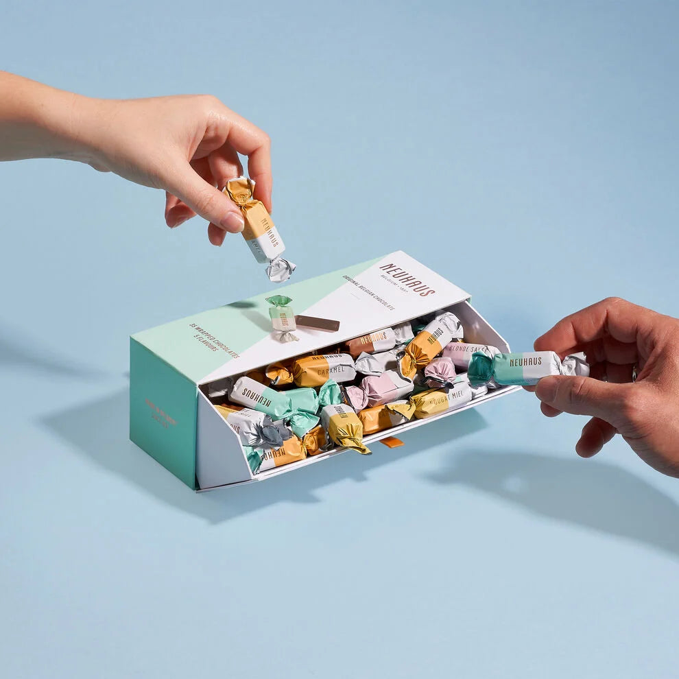 Neuhaus Belgian Chocolate Amusettes Sharing Box – 35 Neuhaus Chocolates with a Twist – 5 Different Flavors – Blonde Salée, Nougat Miel, Café, Caramel and Biscuits