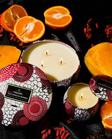 Voluspa 3 Wick Decorative Tin Candle - Spiced Goji Tarocco Orange 340g Home
