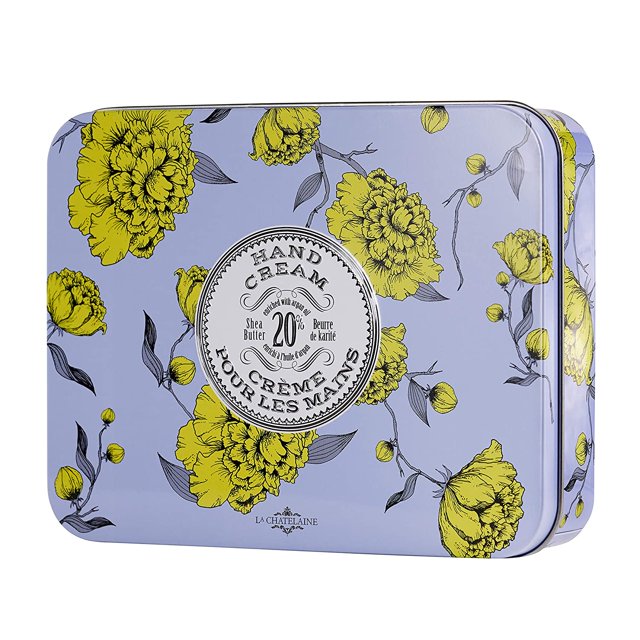 La Chatelaine Luxury Travel Soap Collection, Set of 4: Plant-Based, Made in France with Organic Shea Butter, featuring 2 Lavender soaps, 2 Lemon Verbena soaps, & 2 Travel Tins