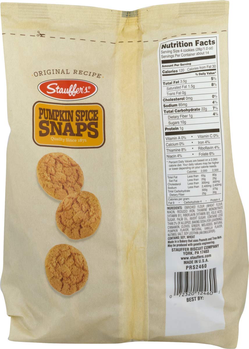 Stauffer's Pumpkin Spice Snaps 14 oz Bags(Case Pack of 12)