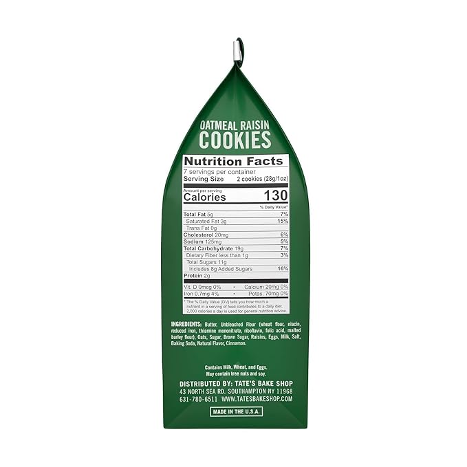Tates Bake Shop Oatmeal Raisin Cookies 7 oz bag ( case pack of 6)