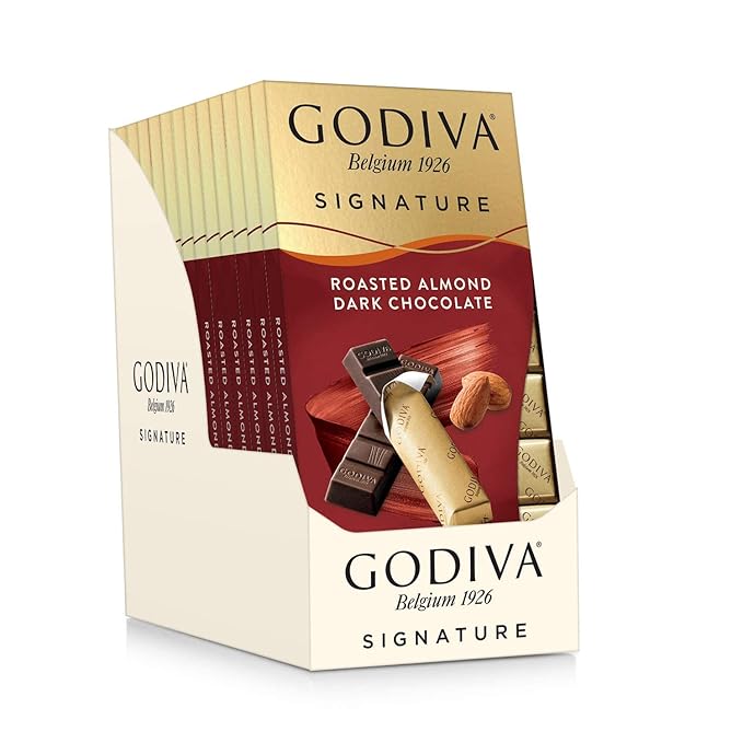 Godiva Signature Roasted Almond Dark Chocolate Mini Bars - 3.1oz (Case Pack of 12)