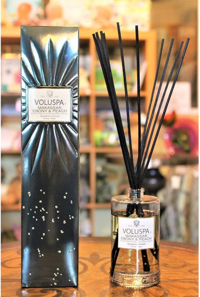 Voluspa Makassar Ebony & Peach Reed Diffuser 6.5 oz
