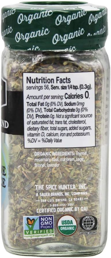 The Spice Hunter Herbes De Provence, Organic, 0.6-Ounce Jars (Pack of 6)