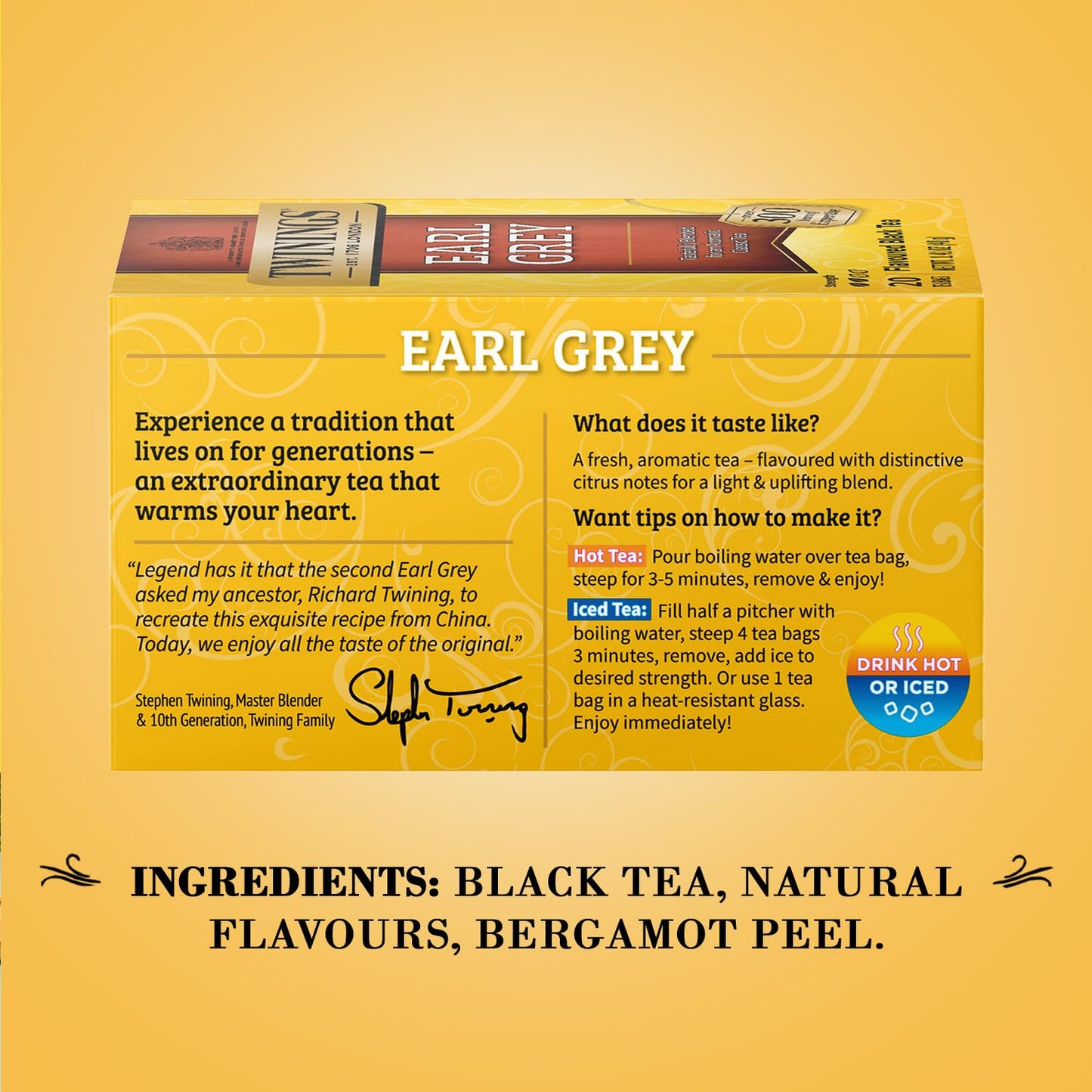Twinning's Of London Earl Grey Black Tea 20 individual tea bags 1.41OZ ( Pack of 6)