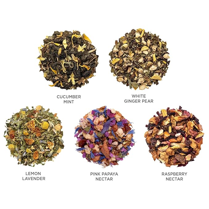 Tea Forte Mariposa Tea Sampler with 10 Pyramid Tea Infuser Bags - Fruit, Herb and Flower Tea - Petite Presentation Box Assorted Variety Tea Gift Set