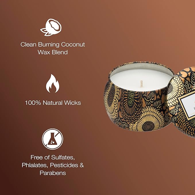 Voluspa Baltic Amber Candle | Mini Tin | 4 Oz. | 25 Hour Burn Time | Coconut Wax for a Cleaner Burn