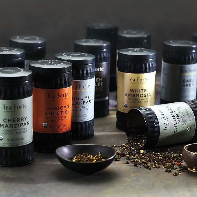 Tea Forte Herbal Retreat Organic Herbal Tea, Makes 35-50 Cups, 3.53 Ounce Loose Leaf Tea Canister, Blueberry Merlot