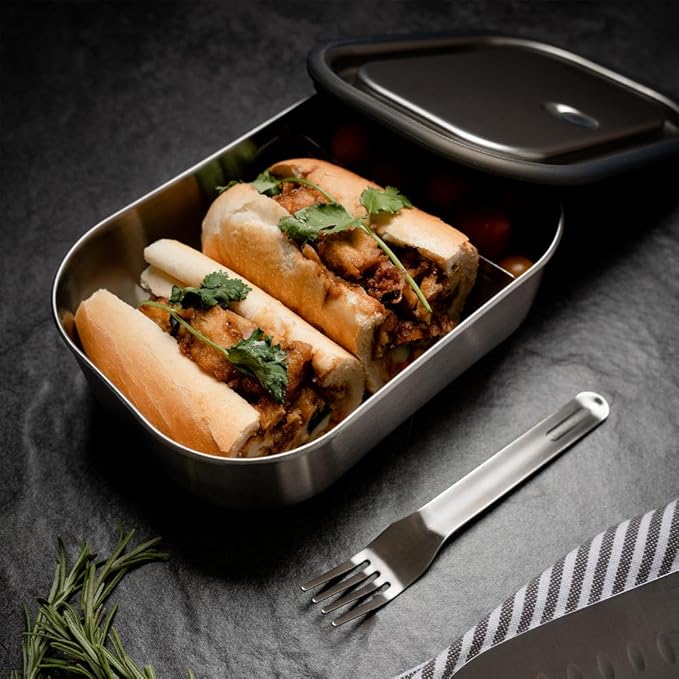Black+Blum Stainless-steel Lunch Box | Leak-proof Oven Safe Plastic Free Meal Prep Lunch Food Container, Orange, 1000ml / 34 fl oz