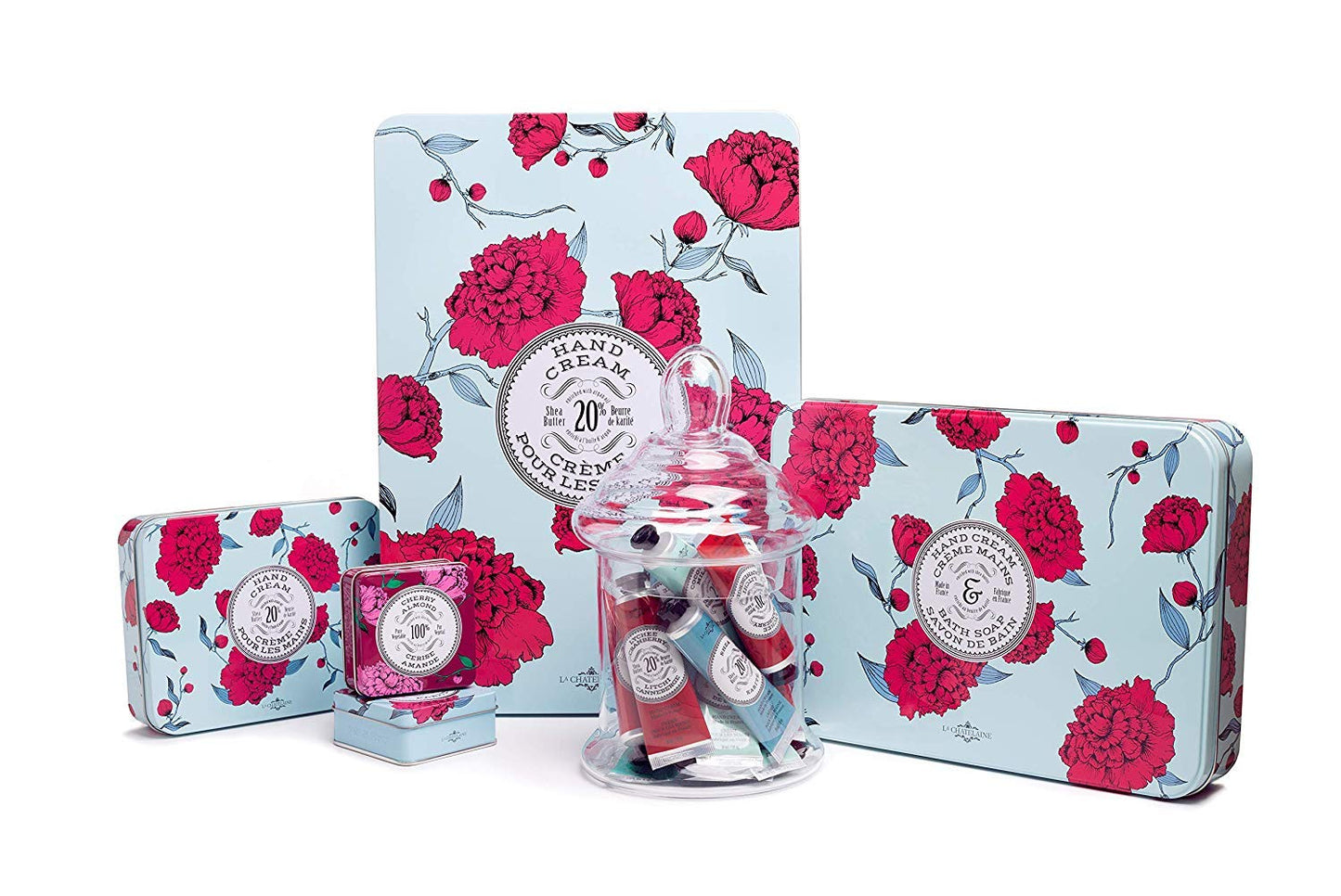 La Chatelaine Luxury Travel Soap Collection, Set of 4: Plant-Based, Made in France with Organic Shea Butter, featuring 2 Shea Hand Creams, 2 shea soaps, & 2 Travel Tins