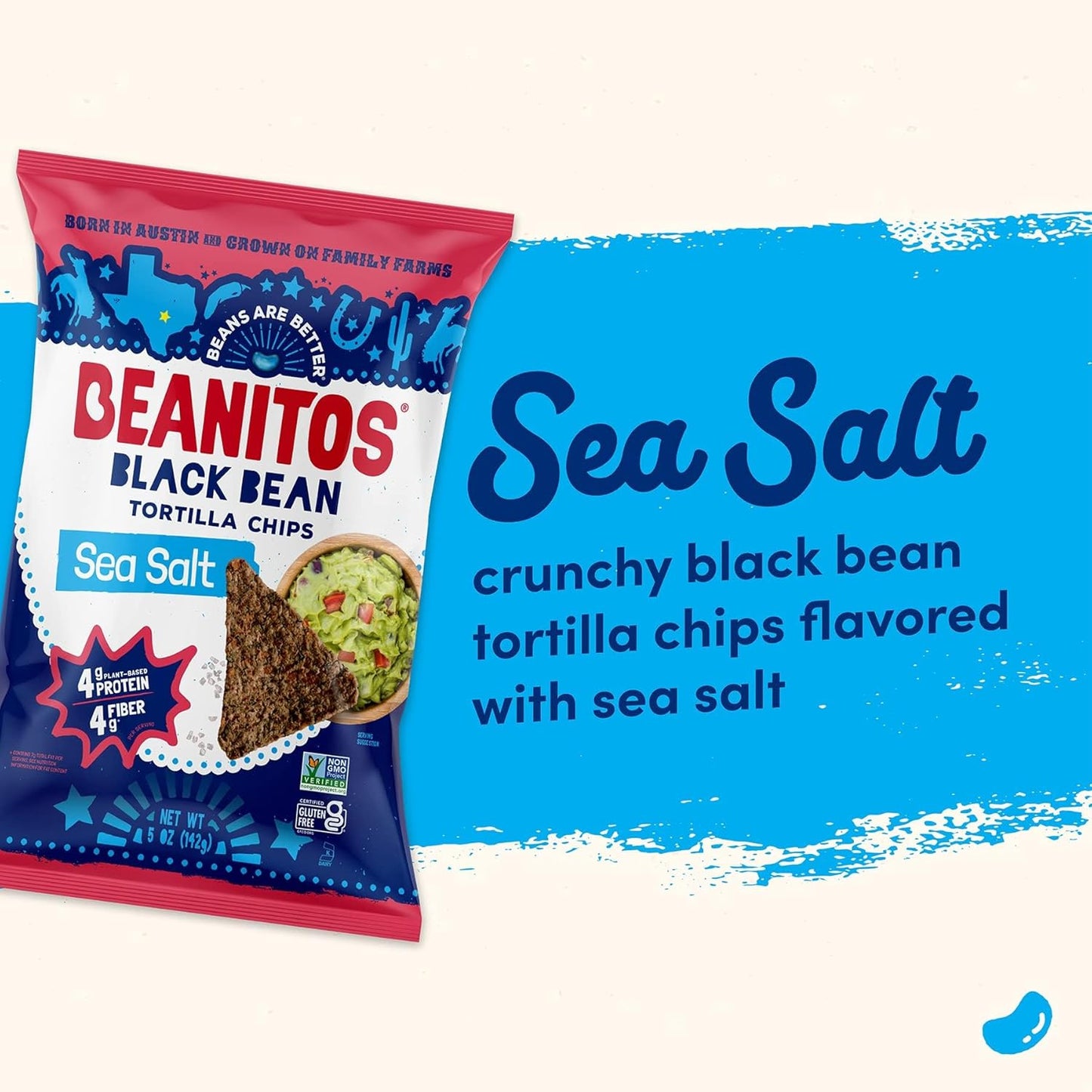 Beanitos Black Bean Tortilla Chips W/ Sea Salt 5oz bag (Case Pack of 6)