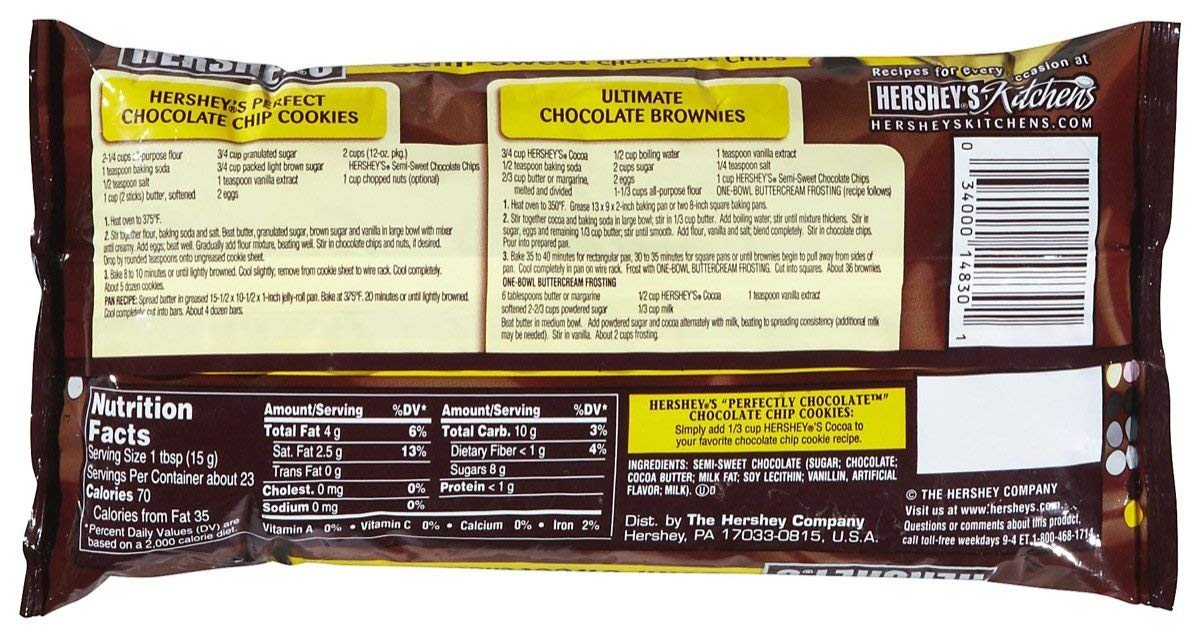 Hershey's Semi-Sweet Chocolate Baking Chips - 12 oz bags