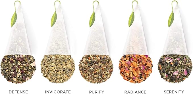 Tea Forte Wellbeing Organic Wellness Tea Presentation Box Tea Sampler Gift Se... 20 infusers