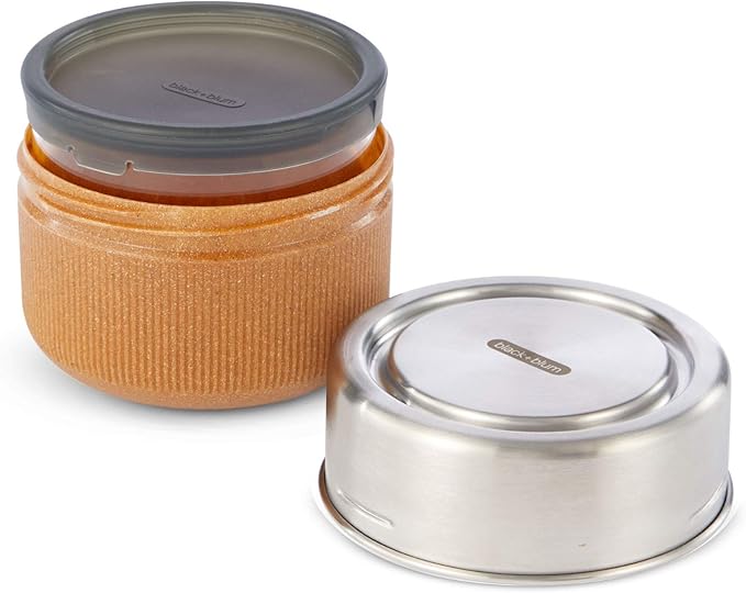 BLACK + BLUM GR-LB-M014 Pot Leakproof Meal Prep Lunch Box Food Container, Glass, Stainless Steel, Polypropylene with Wood Fibre and Silicone, 600 milliliters, Almond
