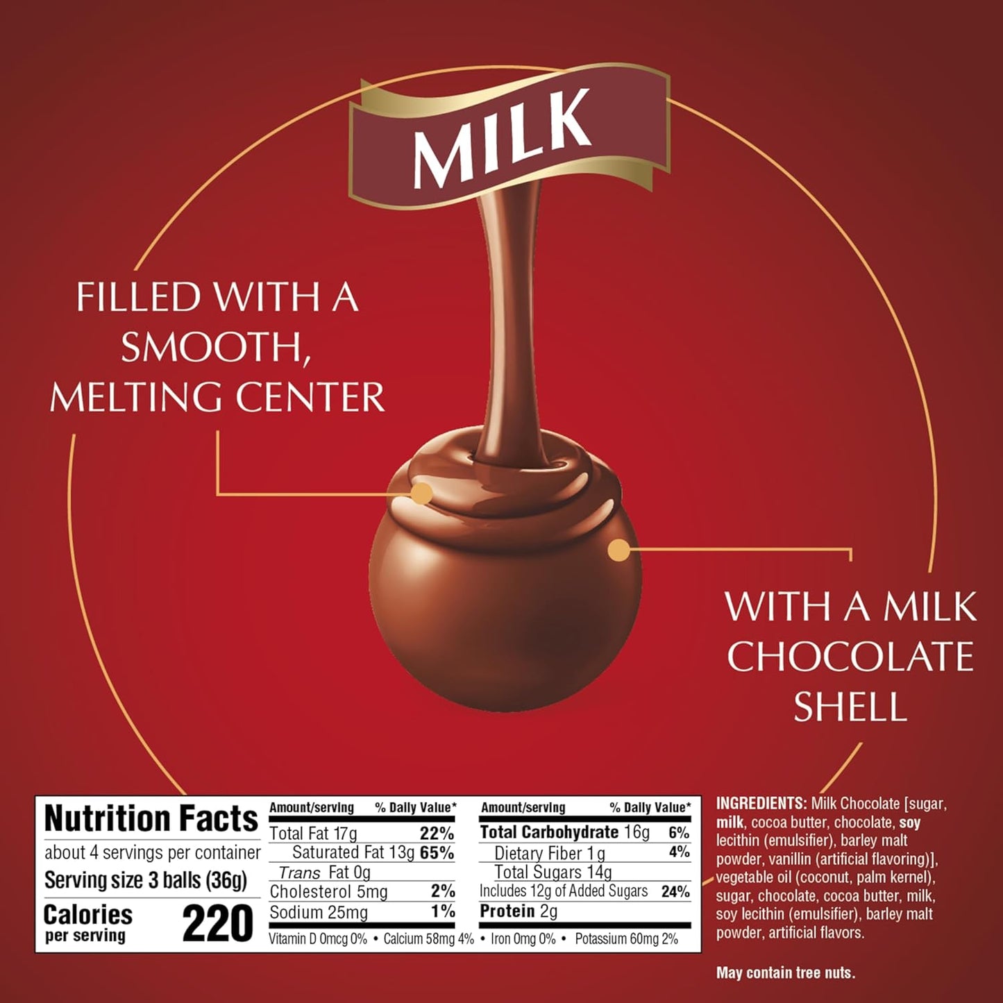 Lindt LINDOR Milk Chocolate Truffles, Milk Chocolate Candy with Smooth, Melting Truffle Center, Great for Gift Giving, 5.1 oz. Bag (6 Pack)