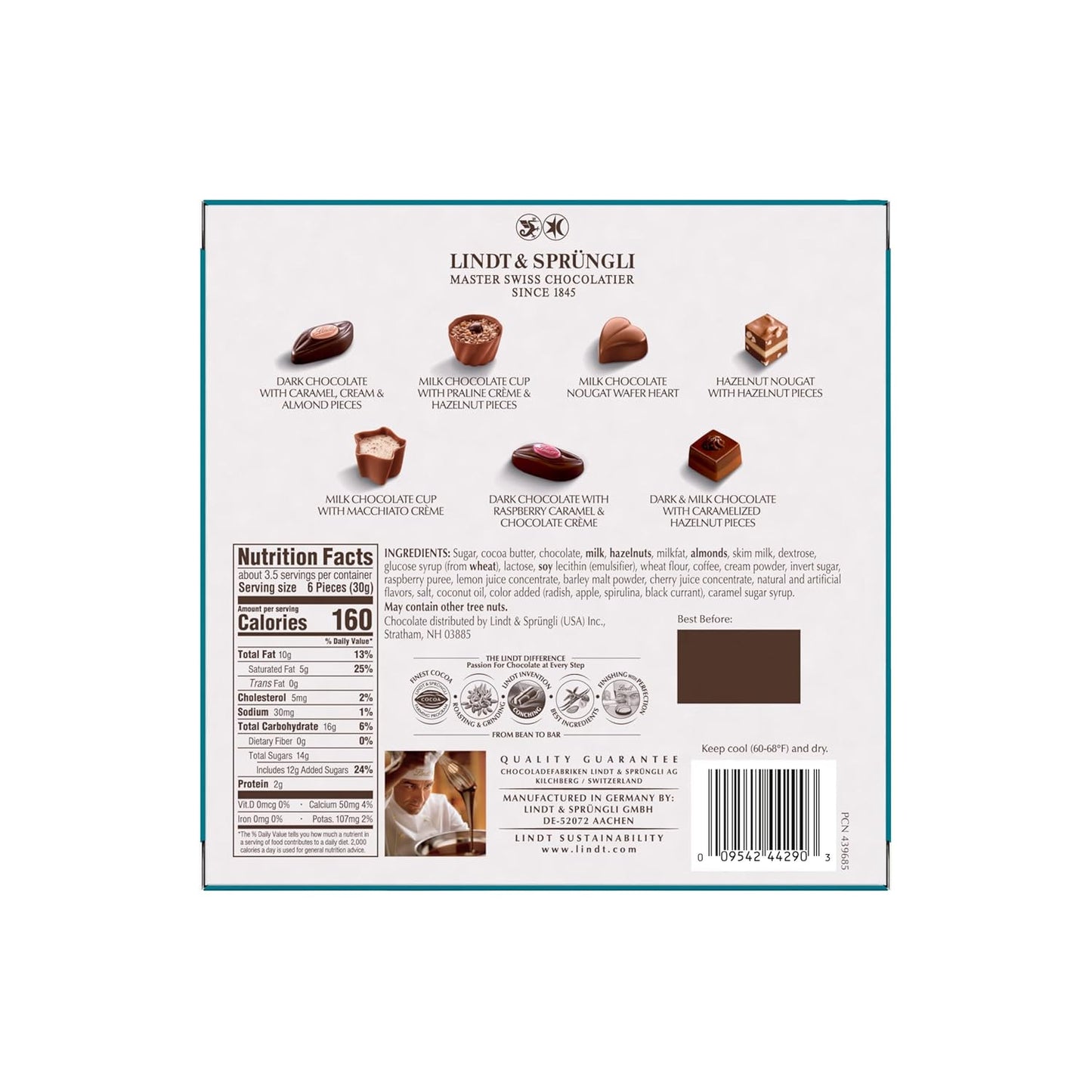 Lindt Mini Pralines, Assorted Chocolate Candy Pralines with Premium Filling, 3.4 oz Box( Pack of 6)