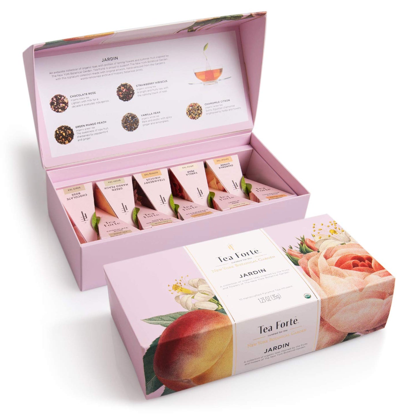 Tea Forte Jardin Box 10 Pyramid Tea W/ Flowers & Fruits (5 Flavor)