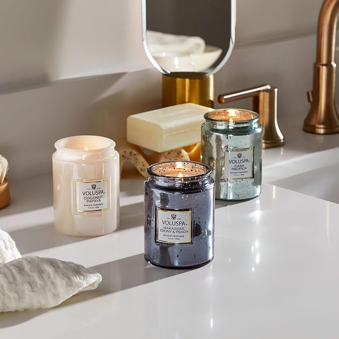 Voluspa Casa Pacifica Candle | Small Glass Jar | 5.5 Oz. | 50 Hour Burn Time | Hand-Poured Coconut Wax + All Natural Wicks for a Clean Burn | Vegan | Poured in The USA