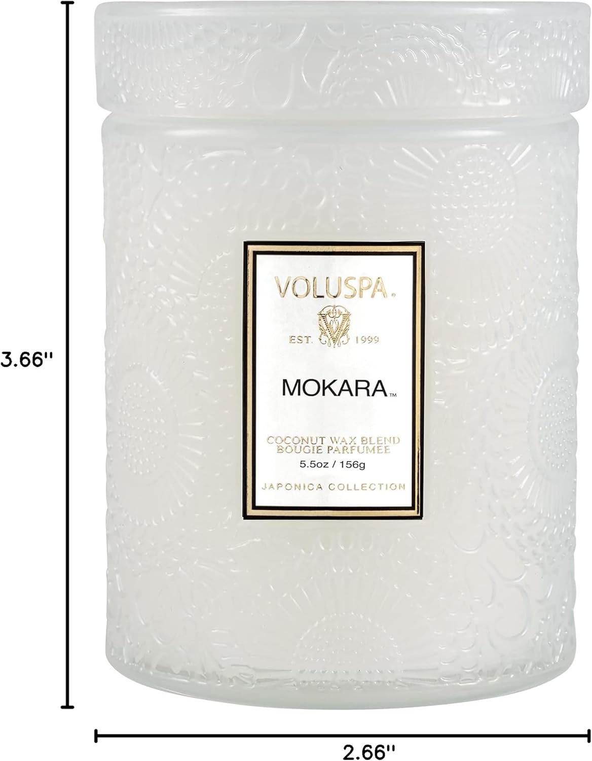 Voluspa Mokara, Small Candle Jar, 5.5 oz, 50 Hour Burn Time, Coconut Wax for Clean Burning, Handcrafted in the USA