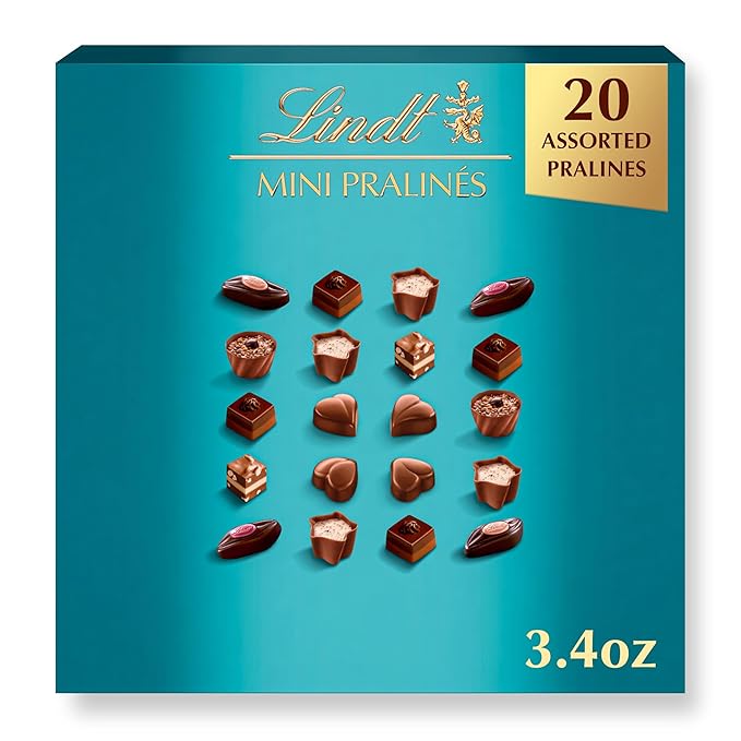 Lindt Mini Pralines, Assorted Chocolate Candy Pralines with Premium Filling, 3.4 oz Box( Pack of 6)