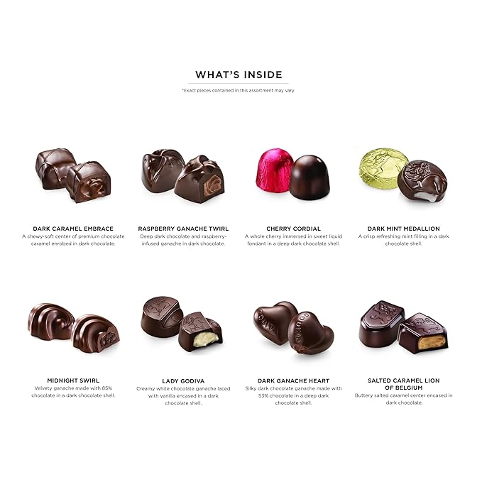 Godiva Chocolatier Valentine's Day Chocolate Gift Box, Rich Dark Chocolates for Loved Ones, Gourmet Valentine Box of Chocolate for Gift Basket, Candy Variety Pack, 18pc