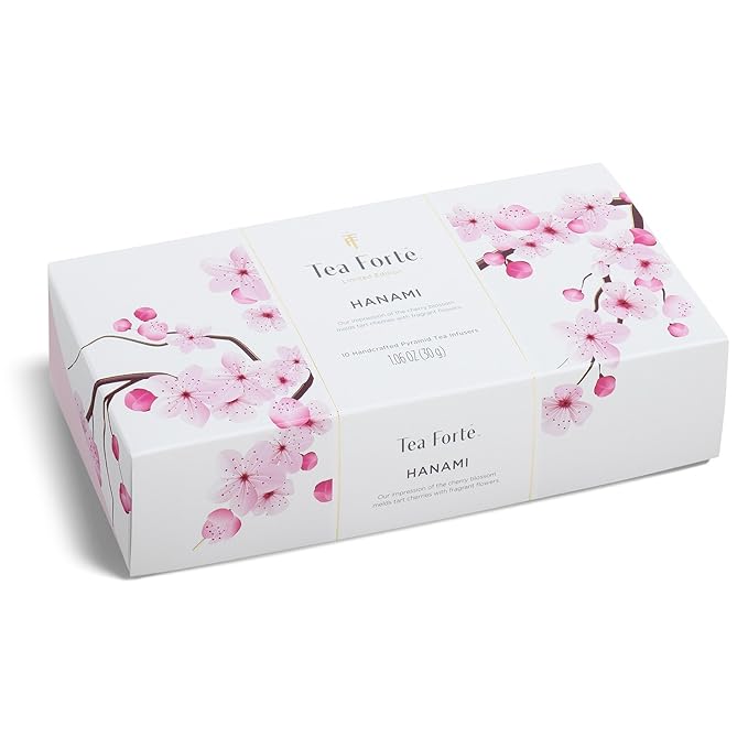 Tea Fortè Hanami Box 10 Filters Pyramid Green Tea Cherry And Rose Petals