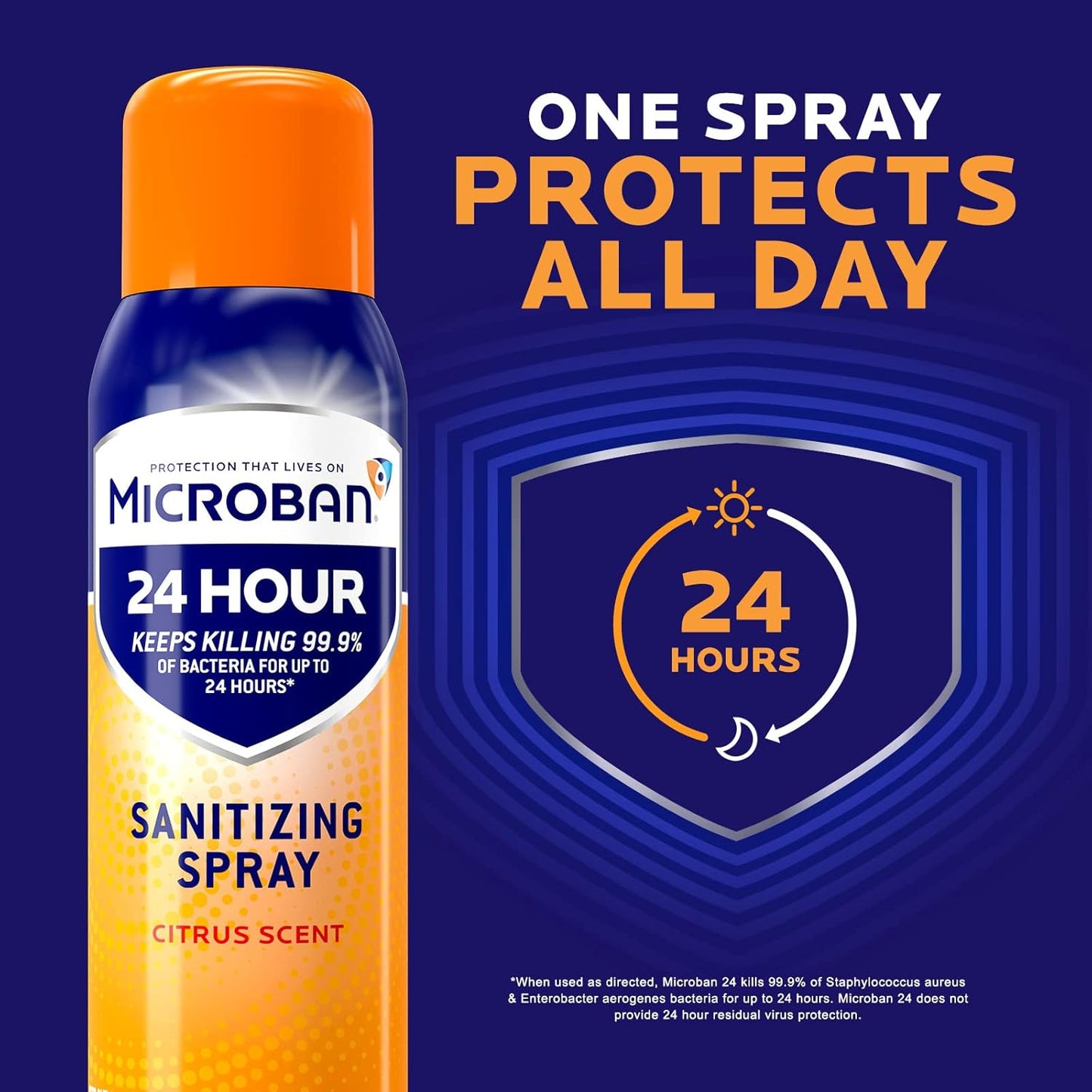 Microban 24 Hour Citrus Scent Disinfectant Sanitizing Spray - 15oz