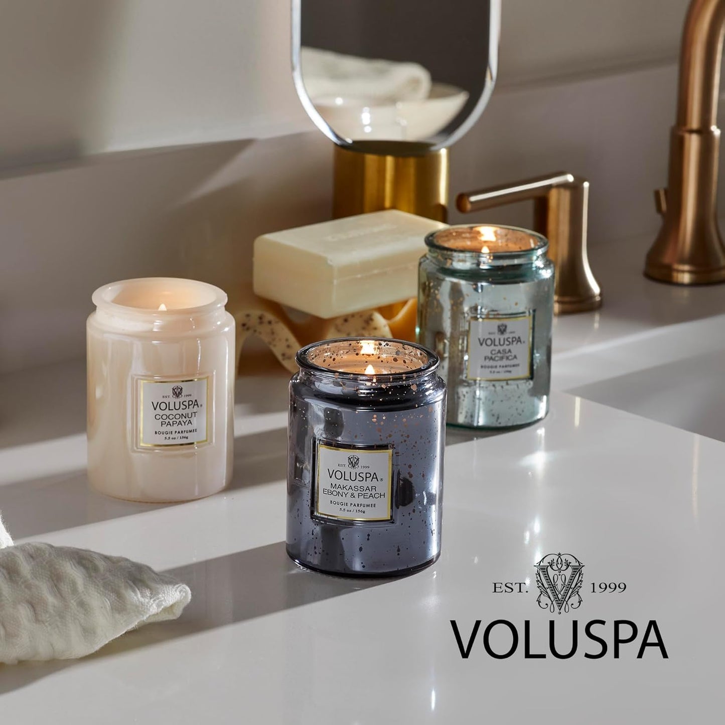 Voluspa Rose Otto, Large Candle Jar, 18 Ounce, 100 Hour Burn Time, Coconut Wax for Clean Burning, Handcrafted in The USA