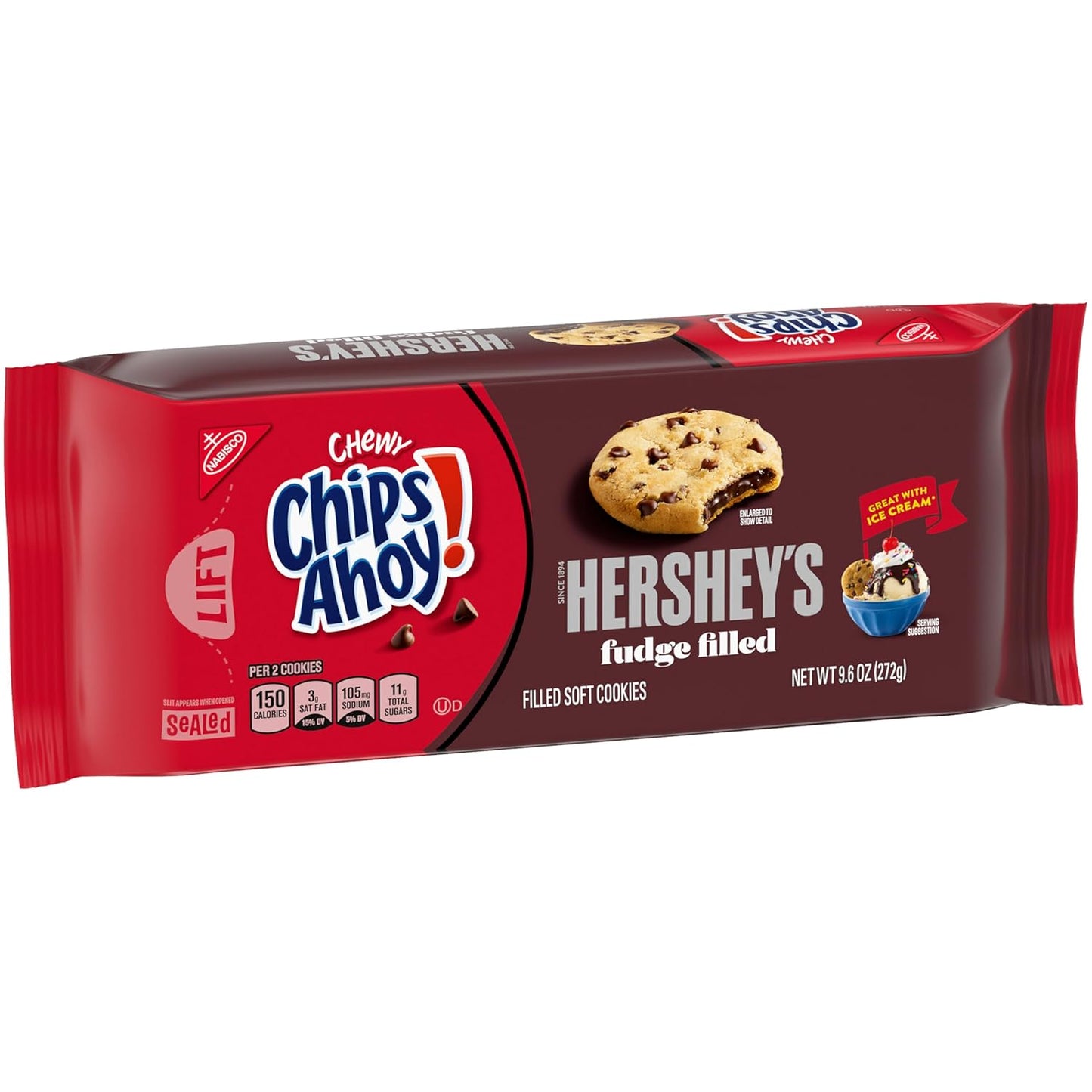 CHIPS AHOY! Chewy Hershey's Fudge Filled Soft Cookies, 12 - 9.6 oz Packs