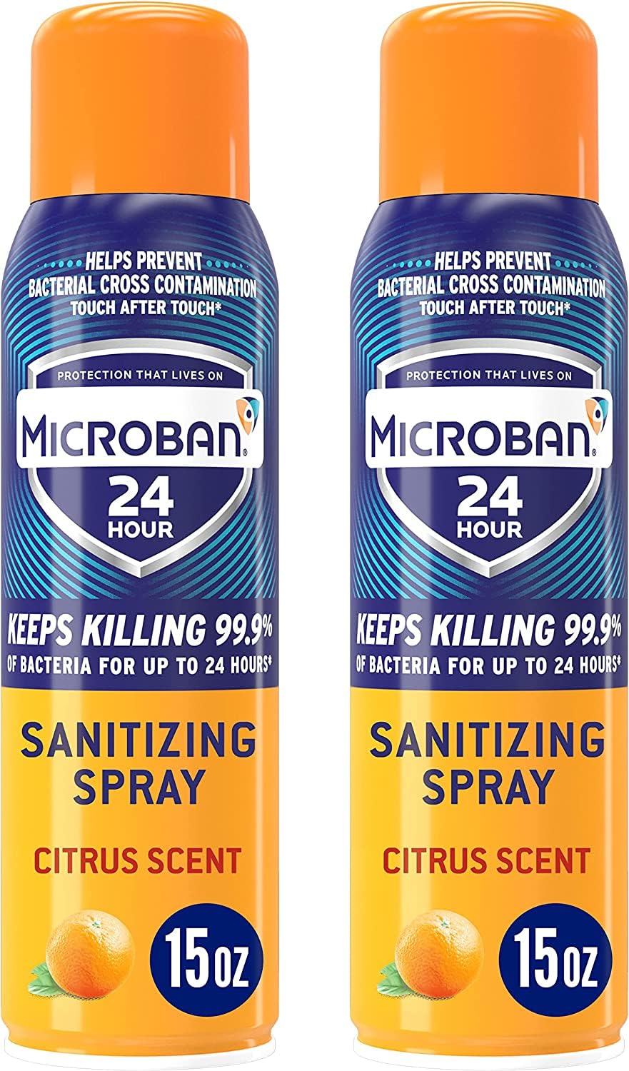 Microban 24 Hour Citrus Scent Disinfectant Sanitizing Spray - 15oz