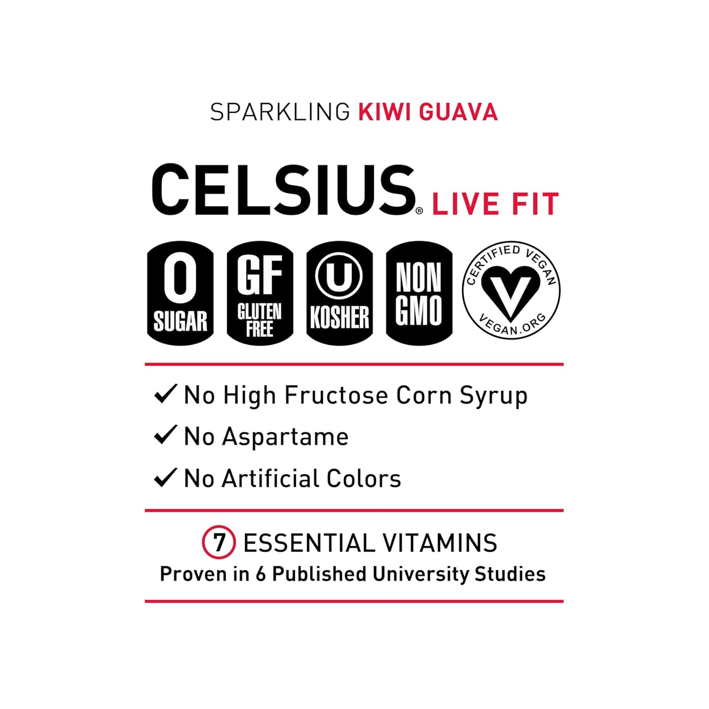 Celsius Sparkling Guava Kiwi Energy Drink (Case Pack of 12 ) 12 oz cans