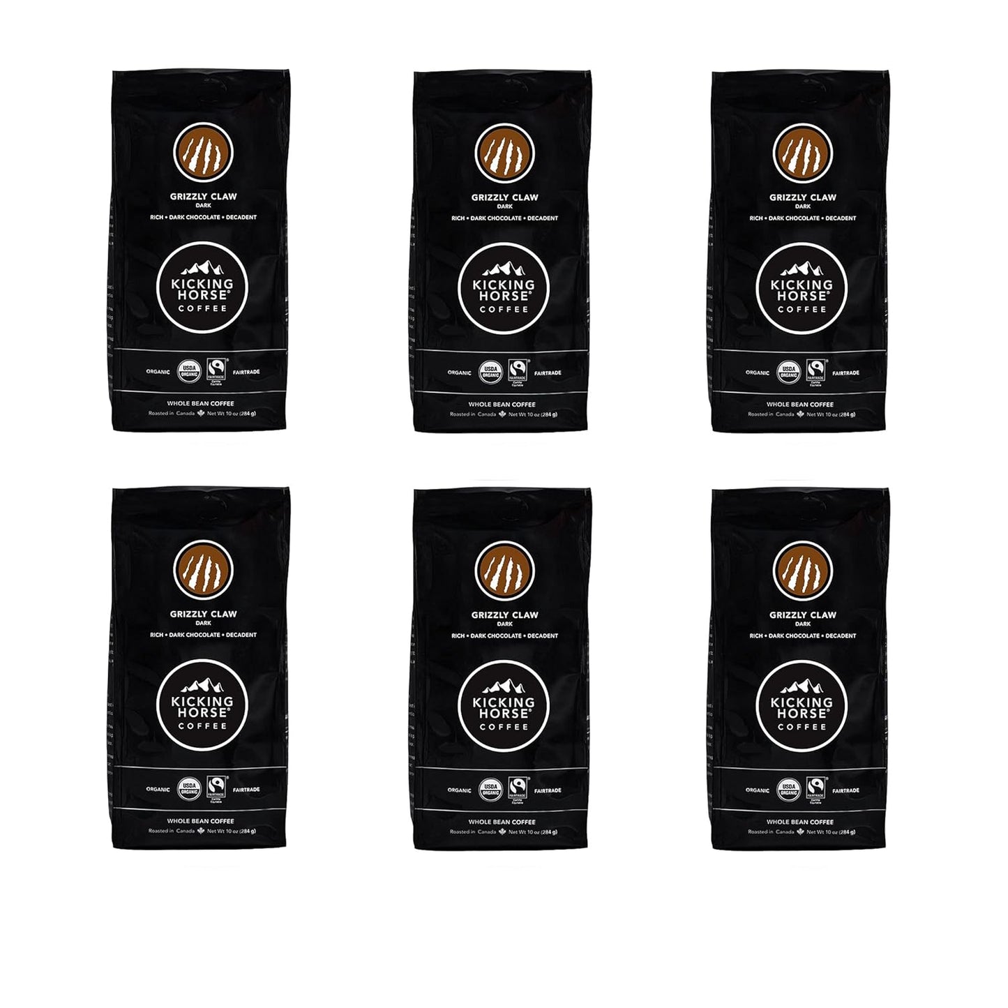 Kicking Horse Grizzly Claw Dark Roast Coffee 10 oz bags (Pack of 6)