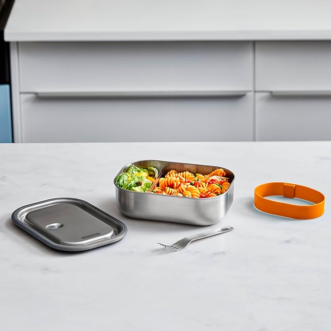 Black+Blum Stainless-steel Lunch Box | Leak-proof Oven Safe Plastic Free Meal Prep Lunch Food Container, Orange, 1000ml / 34 fl oz