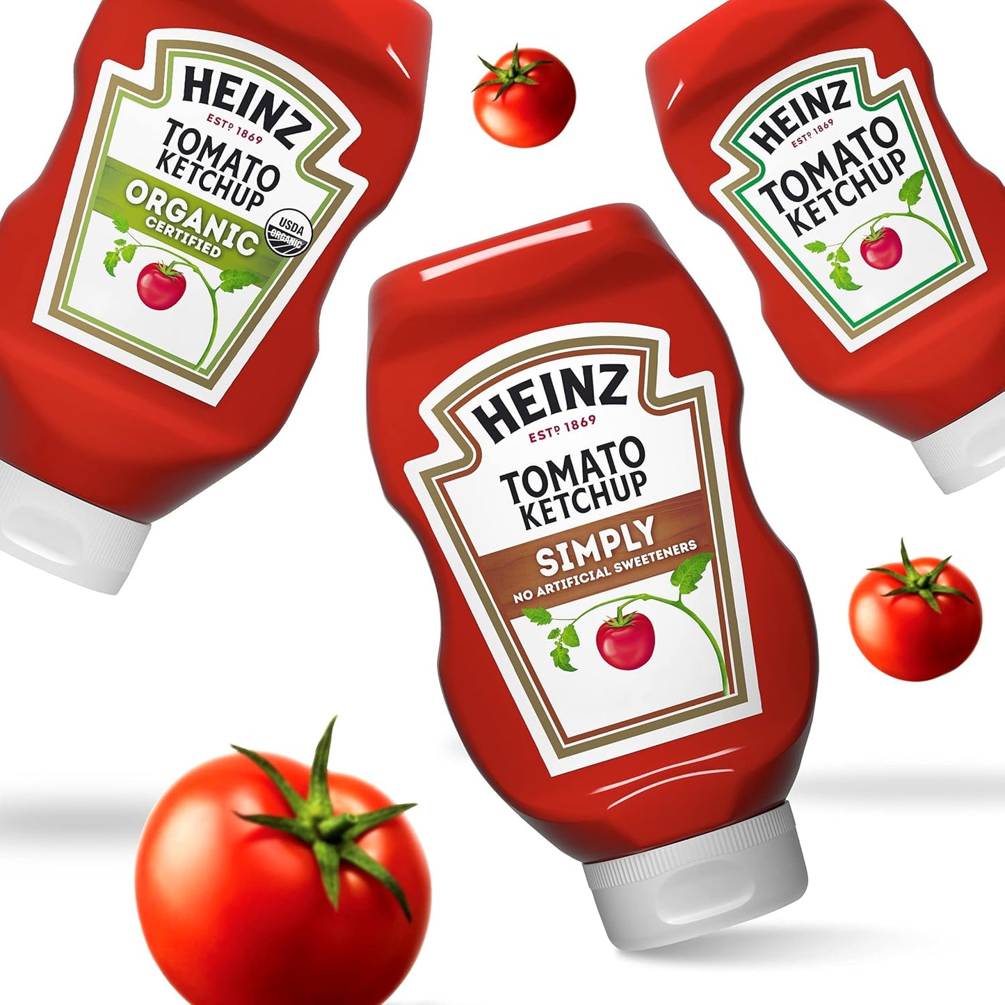 Heinz Simply Tomato Ketchup with No Artificial Sweeteners (20 oz Bottle, Pack of 12)