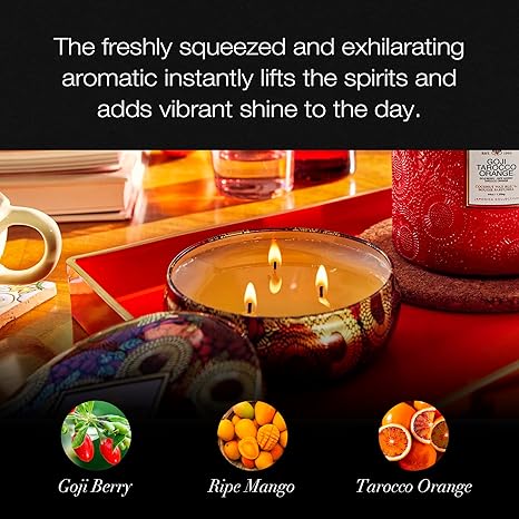 3 Wick Tin Candle - Goji Tarocco Orange by Voluspa for Unisex - 12 oz Candle