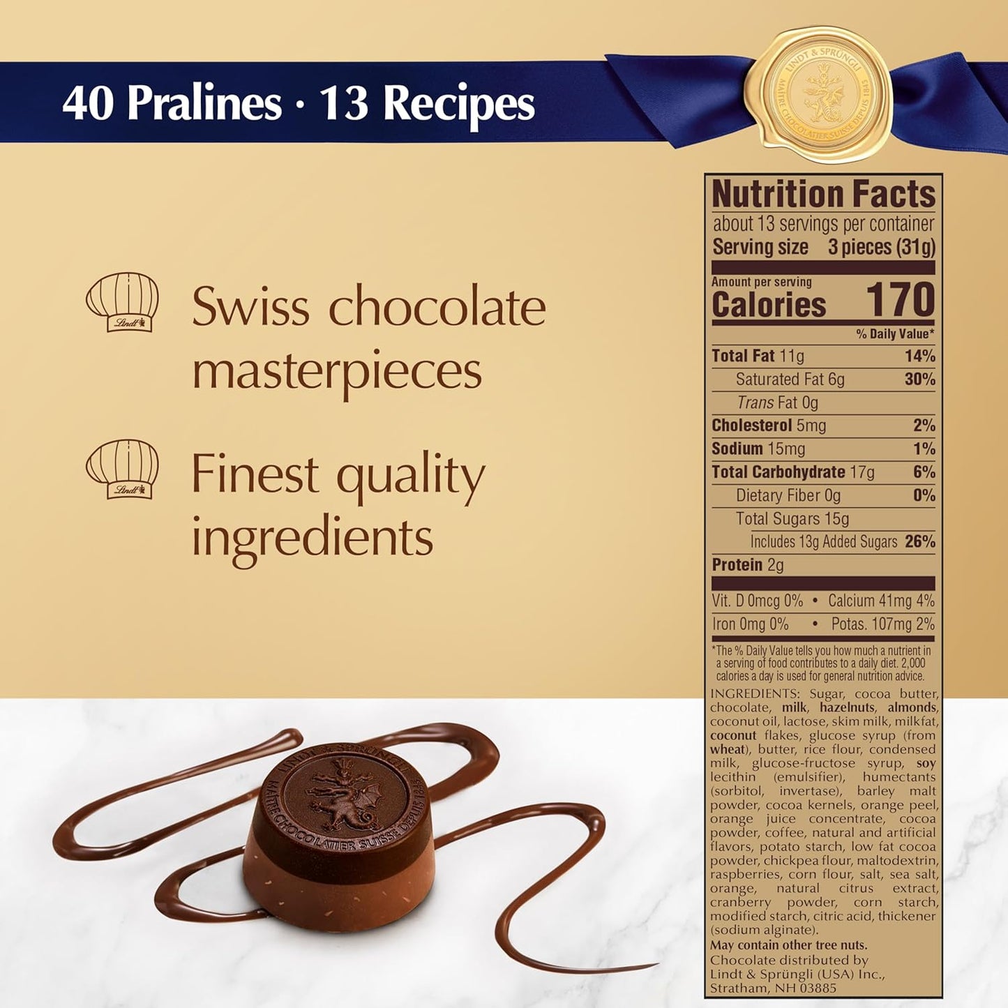 Lindt Swiss Luxury Selection Assorted Chocolates,Chocolate Gift Box,14.6 oz Gift