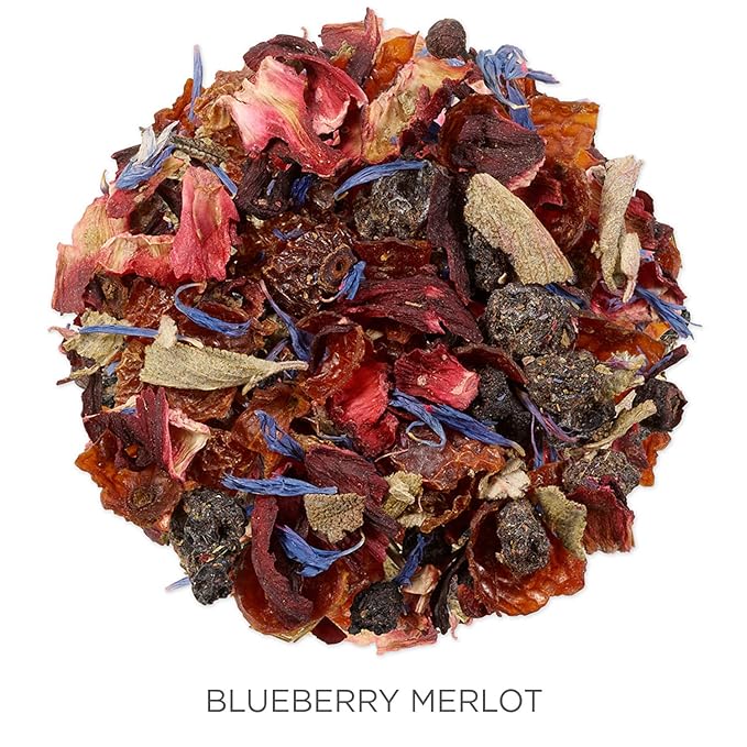 Tea Forte Herbal Retreat Organic Herbal Tea, Makes 35-50 Cups, 3.53 Ounce Loose Leaf Tea Canister, Blueberry Merlot