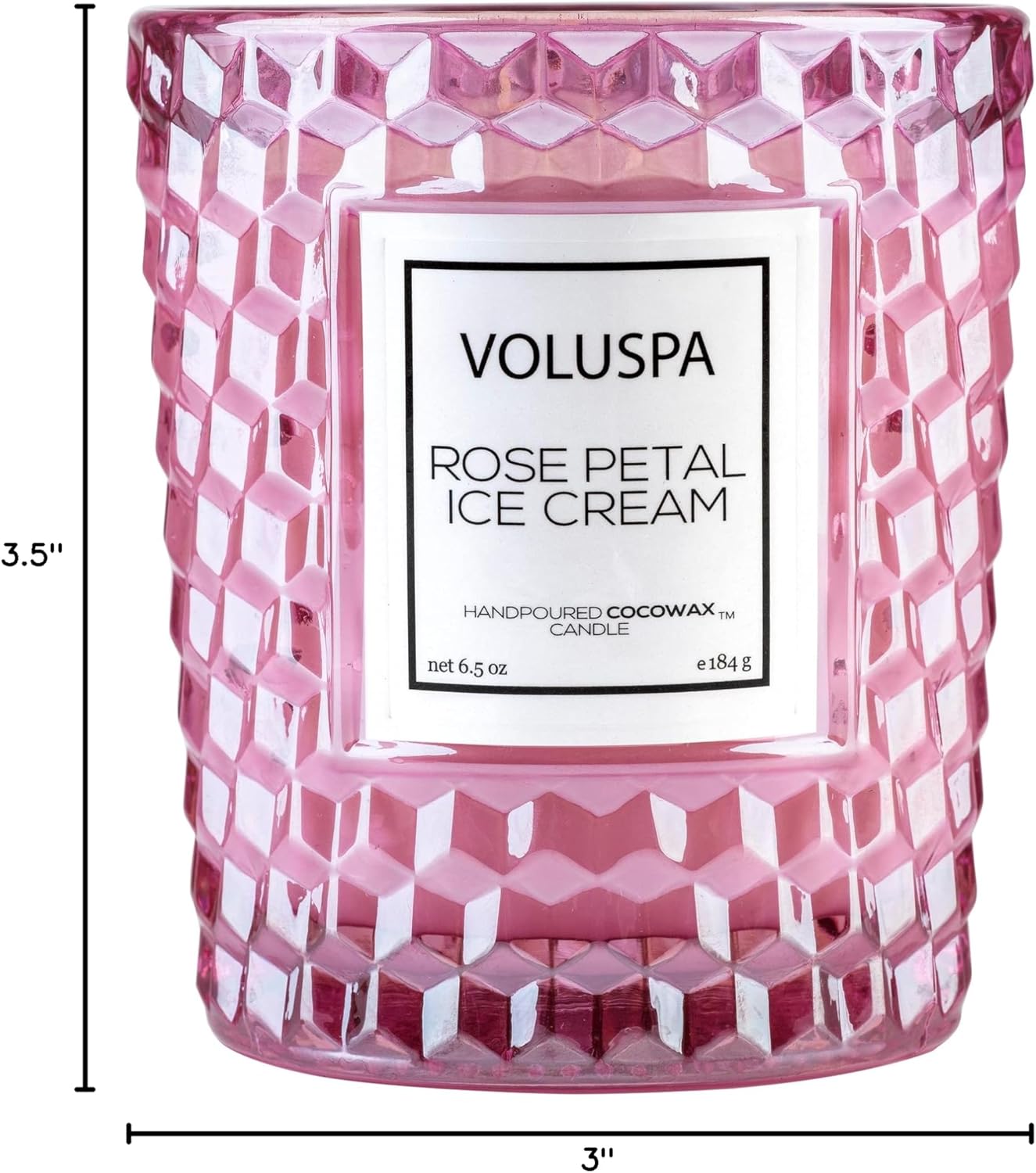 Voluspa Rose Petal Ice Cream, Classic Candle Jar, 6.5 Ounce, 40 Hour Burn Time, Coconut Wax for Clean Burning, Handcrafted in The USA