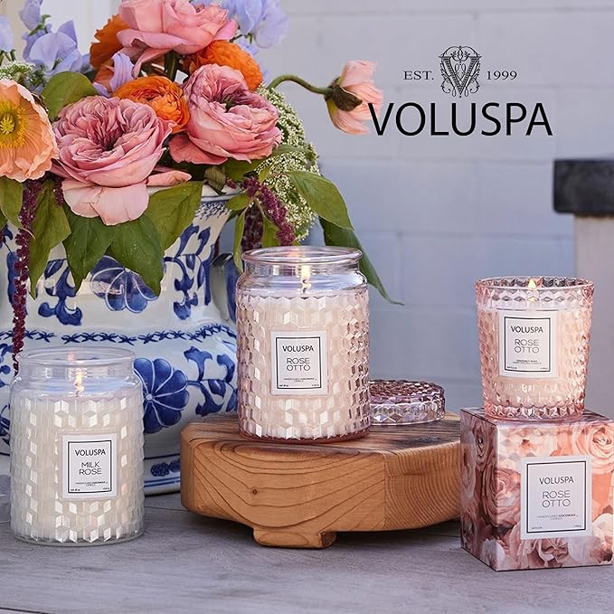 Voluspa Rose Colored Glasses, Classic Candle Jar, 6.5 Ounce, 40 Hour Burn Time, Coconut Wax for Clean Burning, Handcrafted in The USA