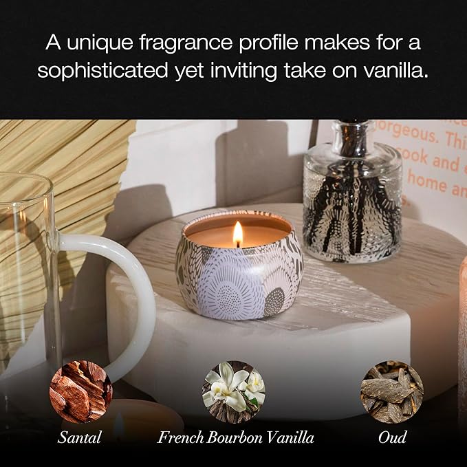 VOLUSPA Santal Vanille Tin Candle 4oz (113g) Coconut Wax Blend