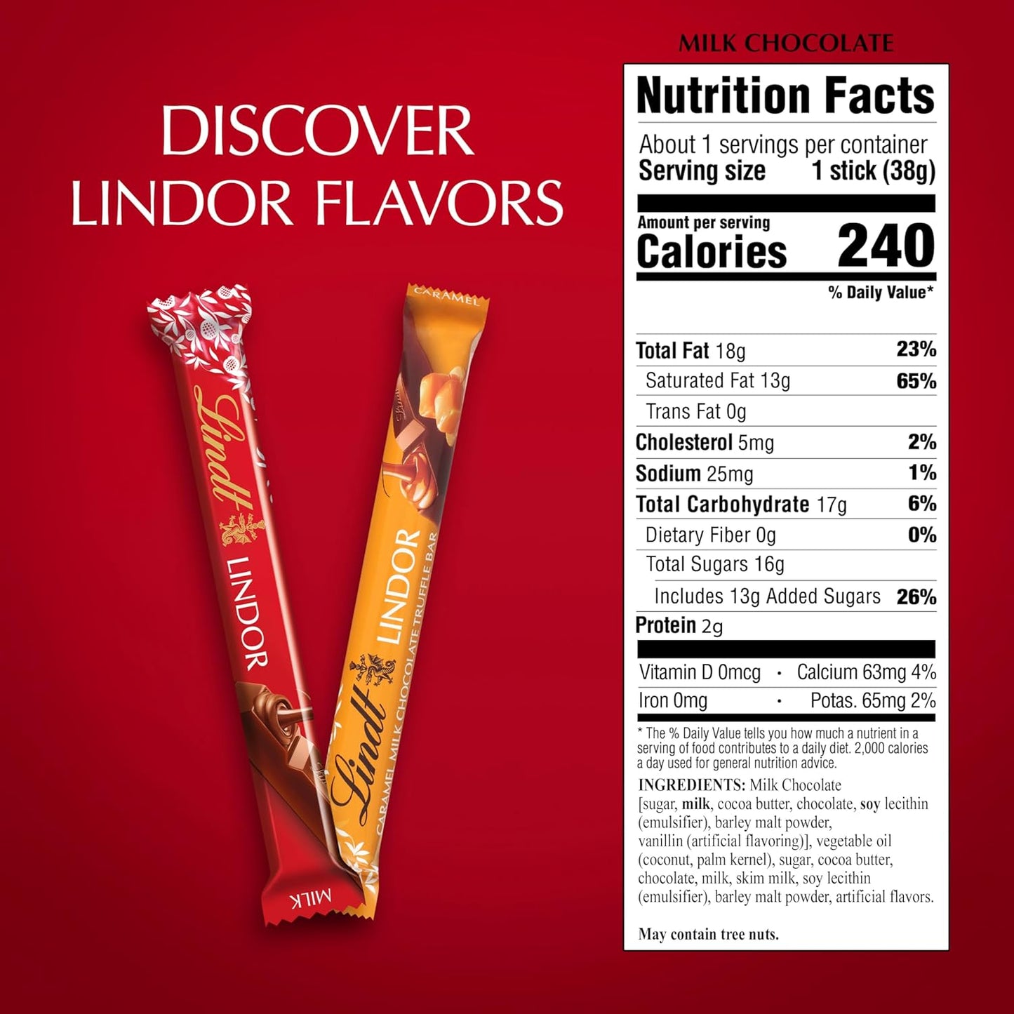 Lindt Lindor Chocolate Truffle Bars 1.3 oz bar (Case Pack of 24)