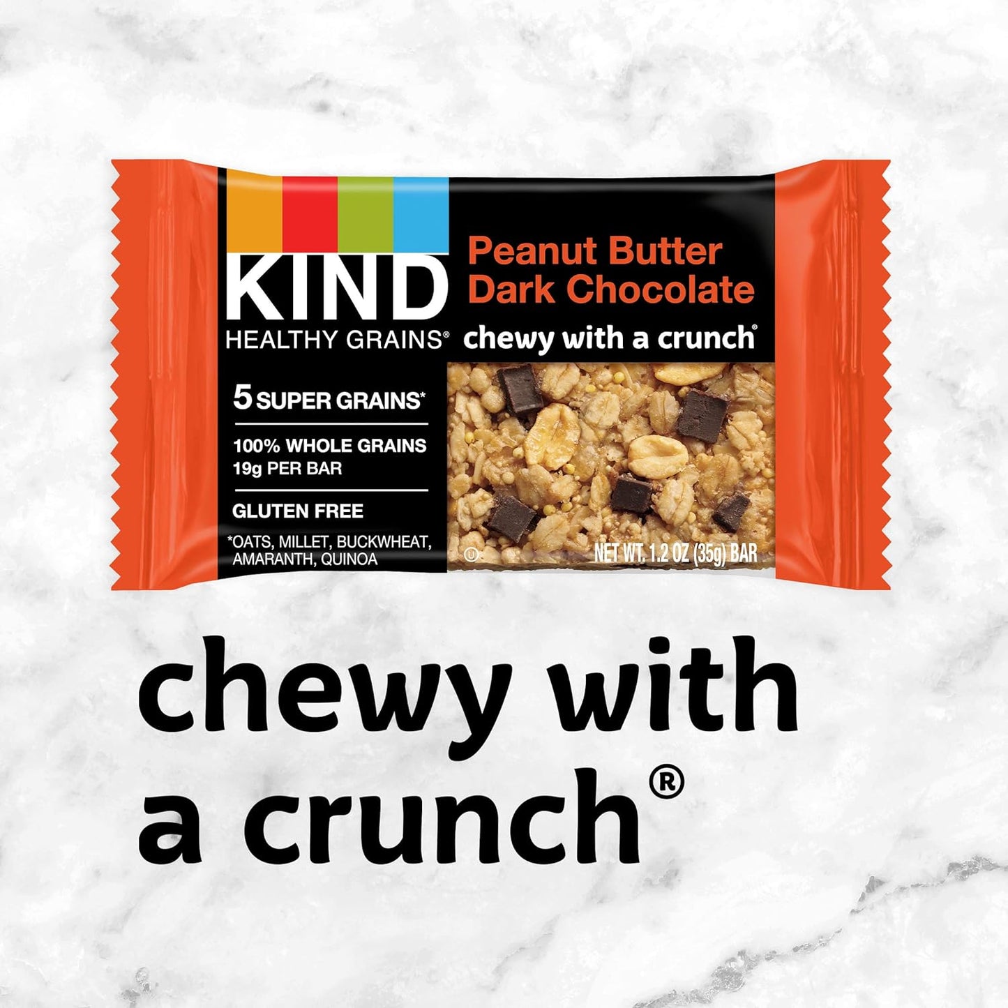 Kind Healthy Grains Granola Bars Peanut Butter Dark chocolate chewy with a crunch 1.2 oz Bars total weight 6.2 oz