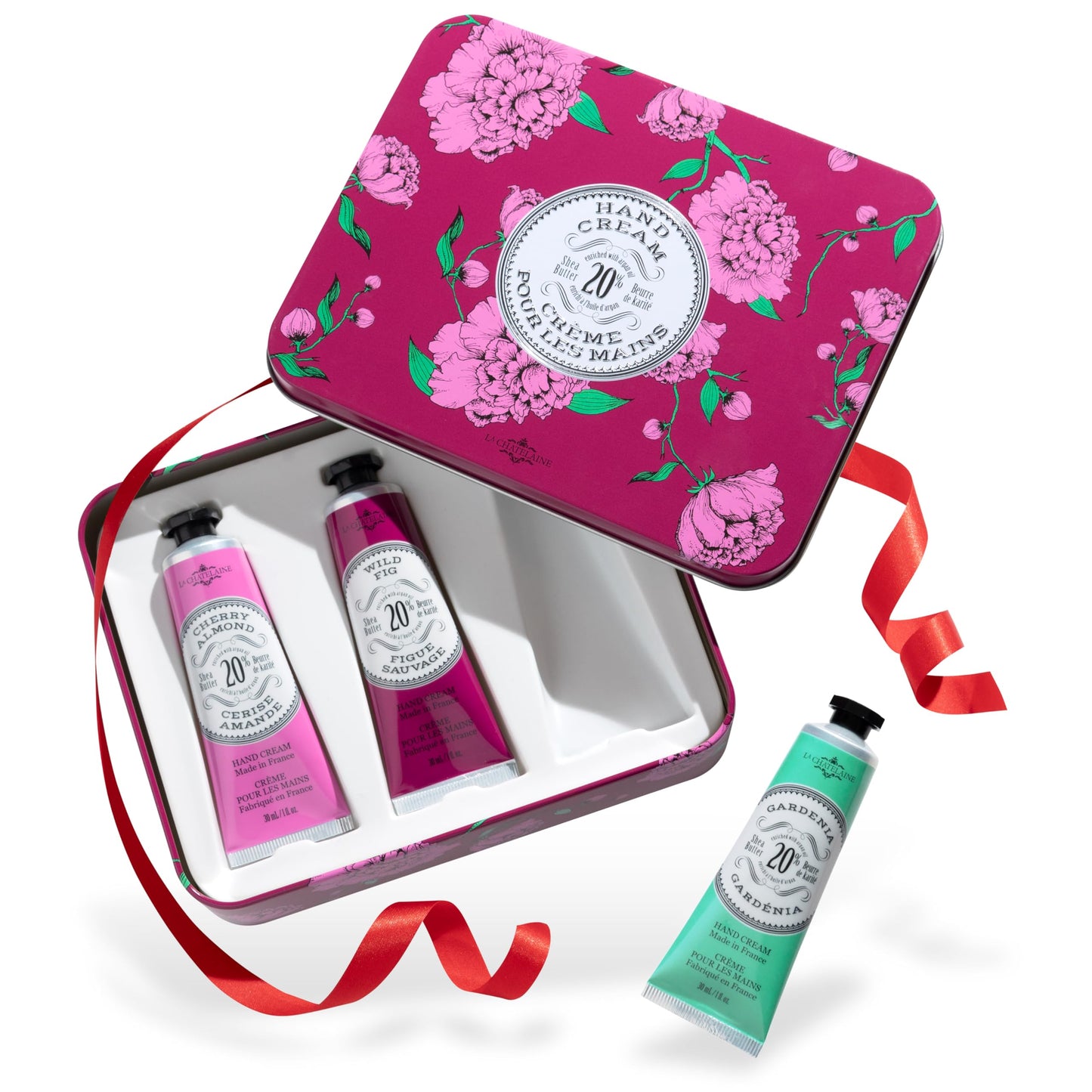 La Chatelaine Luxury Travel Soap Collection, Set of 4: Plant-Based, Made in France with Organic Shea Butter, featuring 2 Shea Hand Creams, 2 shea soaps, & 2 Travel Tins
